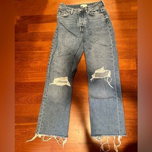 Blue-wash Ripped Jeans Women